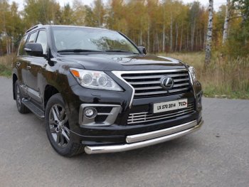 Защита передняя нижняя двойная 76,1*75 мм Sport Тюнинг Lexus (Лексус) LX570 (ЛХ)  J200 (2012-2015) J200 1-ый рестайлинг  (нержавейка)