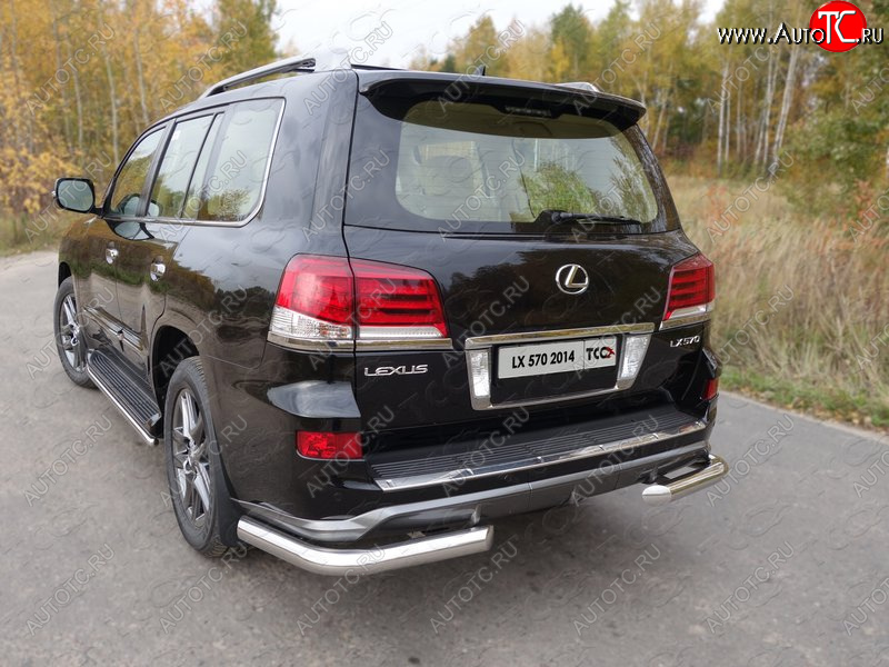 27 999 р. Защита задняя (уголки, нержавейка 76,1 мм) ТСС Тюнинг  Lexus LX570  J200 (2012-2015) 1-ый рестайлинг  с доставкой в г. Тольятти