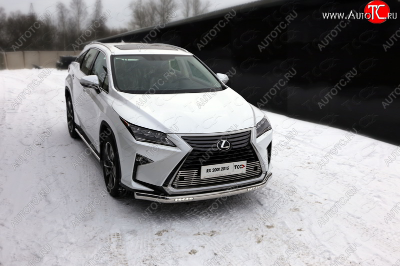 48 949 р. Защита передняя нижняя овальная с ДХО 75х42 мм ТСС Тюнинг  Lexus RX  200T - RX450H  AL10 (нержавейка)  с доставкой в г. Тольятти