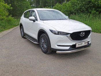 Пороги с площадкой 75х42 мм ТСС Тюнинг Mazda (Мазда) CX-5 (ЦХ-5)  KF (2016-2024) KF  (серые)