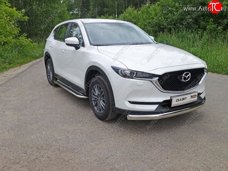 47 849 р. Пороги с площадкой 75х42 мм ТСС Тюнинг  Mazda CX-5  KF (2016-2024) (серые)  с доставкой в г. Тольятти