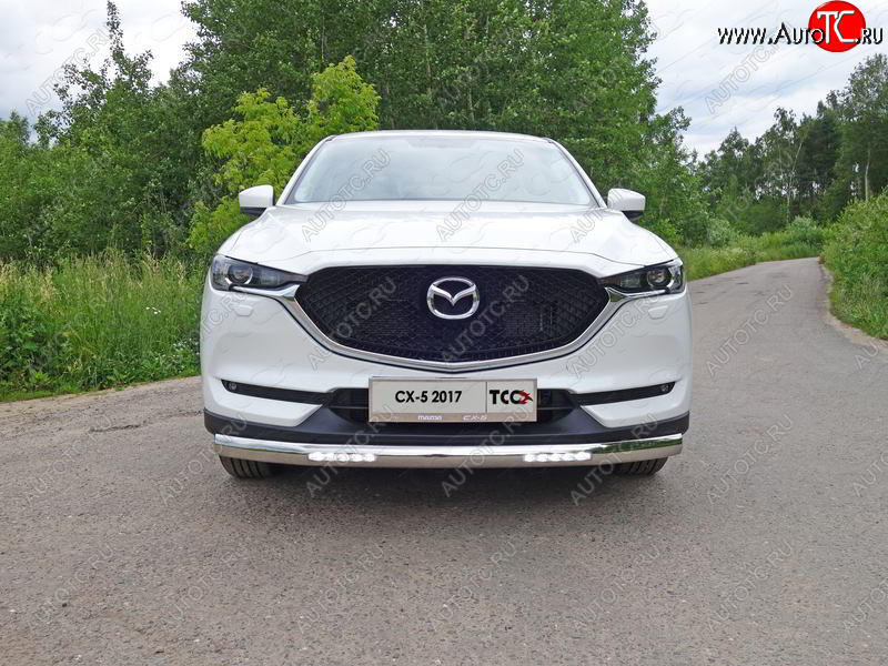 44 999 р. Защита передняя нижняя овальная с ДХО 75х42 мм ТСС Тюнинг  Mazda CX-5  KF (2016-2024) (нержавейка)  с доставкой в г. Тольятти