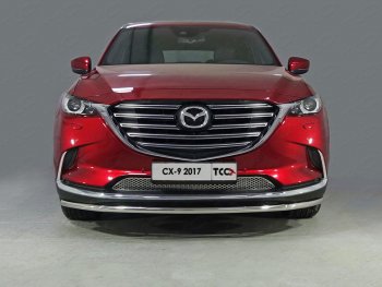 18 999 р. Защита переднего бампера нижняя d42,4 мм ТСС Тюнинг  Mazda CX-9  TC (2015-2025) дорестайлинг (нержавейка)  с доставкой в г. Тольятти. Увеличить фотографию 1