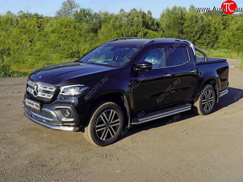 24 949 р. Защита переднего бампера нижняя 76,1 мм ТСС Тюнинг  Mercedes-Benz X class  W470 (2017-2020) (нержавейка)  с доставкой в г. Тольятти