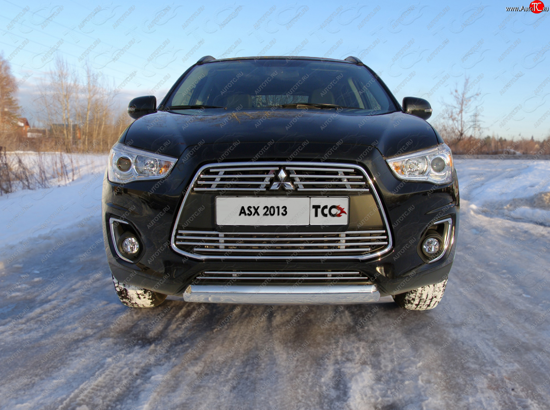 13 499 р. Защита переднего бампера нижняя овальная 75*42 мм ТСС Тюнинг  Mitsubishi ASX (2013-2016) 1-ый рестайлинг (нержавейка)  с доставкой в г. Тольятти