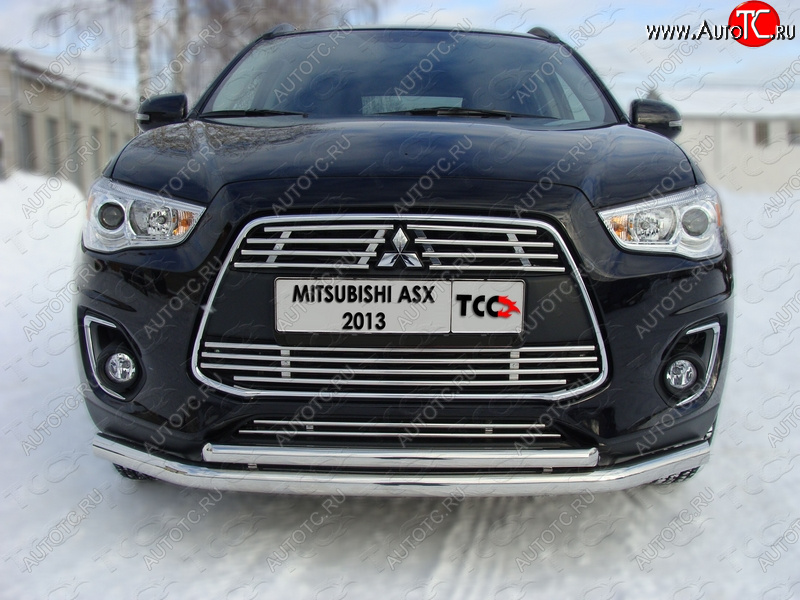 7 349 р. Средняя декоративная вставка в бампер ТСС Тюнинг  Mitsubishi ASX (2013-2016) 1-ый рестайлинг (d 12 мм)  с доставкой в г. Тольятти