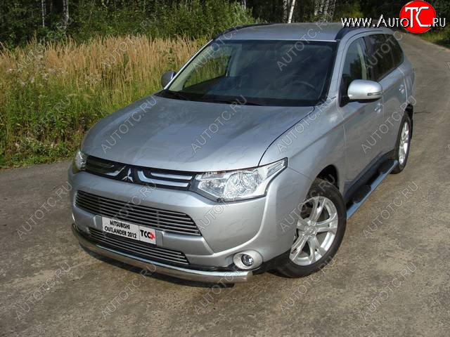 21 899 р. Защита переднего бампера нижняя овальная 75*42 мм ТСС Тюнинг  Mitsubishi Outlander  GF (2012-2014) дорестайлинг (нержавейка)  с доставкой в г. Тольятти