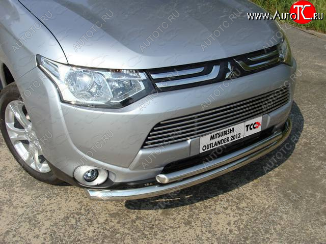 22 999 р. Защита переднего бампера нижняя 60,3*50,8 мм ТСС Тюнинг  Mitsubishi Outlander  GF (2012-2014) дорестайлинг (нержавейка)  с доставкой в г. Тольятти