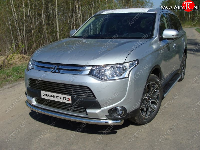 18 699 р. Защита переднего бампера нижняя d60,3 мм ТСС Тюнинг  Mitsubishi Outlander  GF (2014-2016) 1-ый рестайлинг (нержавейка)  с доставкой в г. Тольятти