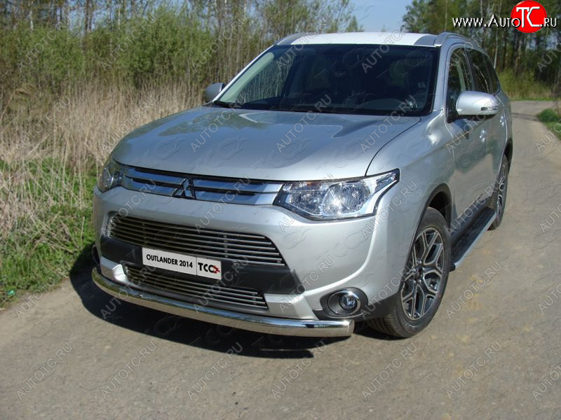 21 899 р. Защита переднего бампера нижняя овальная 75*42 мм ТСС Тюнинг  Mitsubishi Outlander  GF (2014-2016) 1-ый рестайлинг (нержавейка)  с доставкой в г. Тольятти