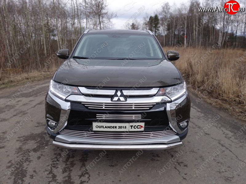 15 549 р. Защита передняя нижняя короткая 60,3 мм ТСС Тюнинг  Mitsubishi Outlander  GF (2015-2018) 2-ой рестайлинг (нержавейка)  с доставкой в г. Тольятти