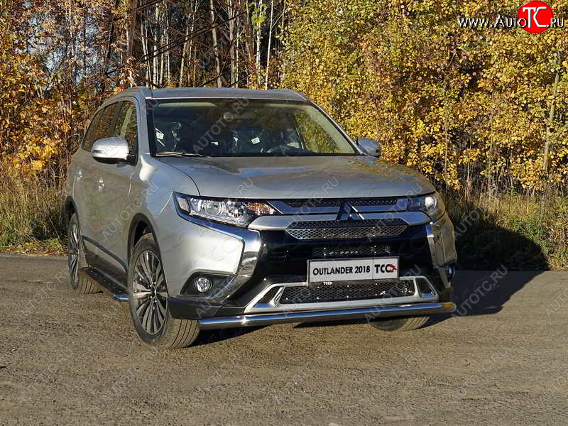 18 699 р. Защита переднего бампера нижняя d60,3 мм ТСС Тюнинг  Mitsubishi Outlander  GF (2018-2022) 3-ий рестайлинг (нержавейка)  с доставкой в г. Тольятти