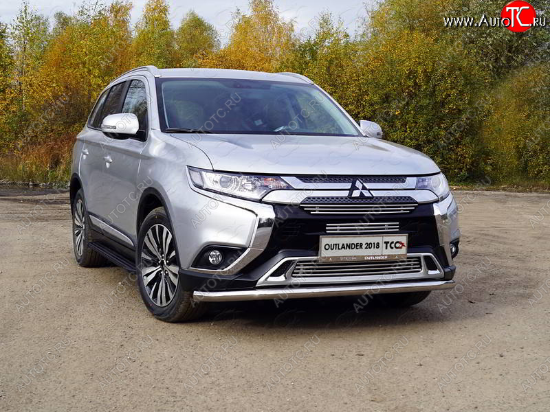 22 999 р. Защита передняя нижняя длинная 60,3 мм ТСС Тюнинг  Mitsubishi Outlander  GF (2018-2022) 3-ий рестайлинг (нержавейка)  с доставкой в г. Тольятти