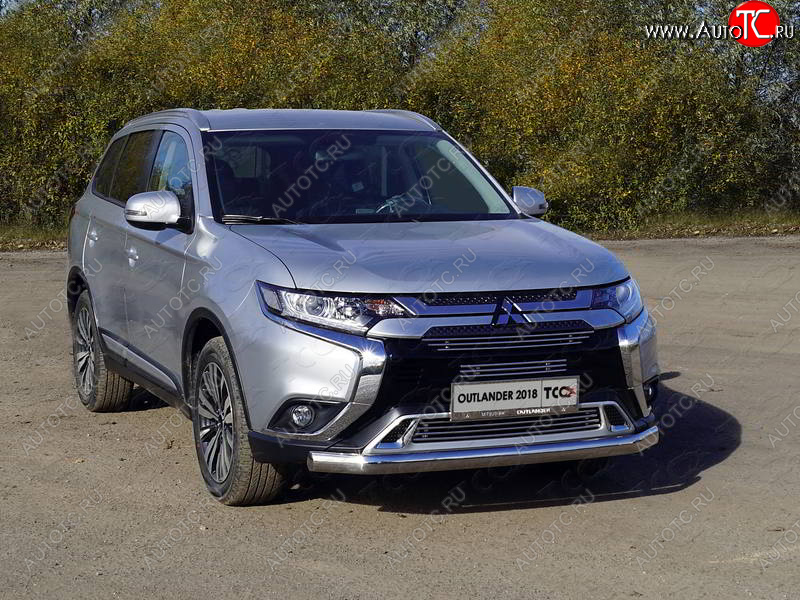 23 599 р. Защита переднего бампера нижняя овальная 75*42 мм ТСС Тюнинг  Mitsubishi Outlander  GF (2018-2022) 3-ий рестайлинг (нержавейка)  с доставкой в г. Тольятти