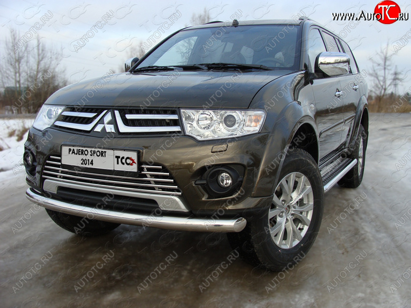 18 699 р. Защита переднего бампера нижняя 76,1 мм ТСС Тюнинг  Mitsubishi Pajero Sport  PB (2013-2017) рестайлинг (нержавейка)  с доставкой в г. Тольятти