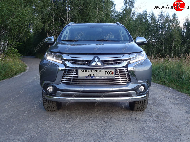 21 899 р. Защита переднего бампера нижняя овальная 75*42 мм ТСС Тюнинг  Mitsubishi Pajero Sport  PB (2013-2017) рестайлинг (нержавейка)  с доставкой в г. Тольятти