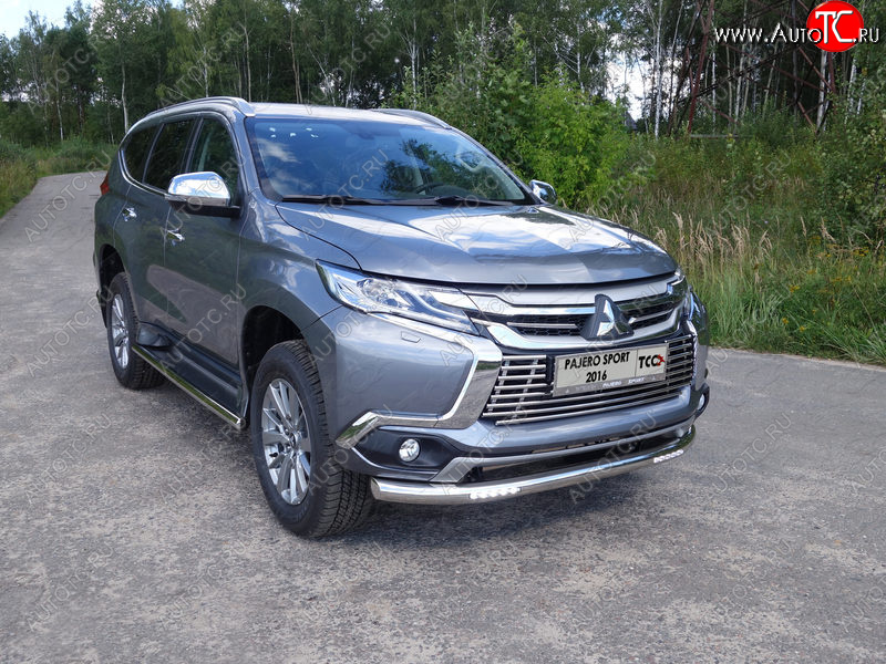 38 949 р. Защита переднего бампера нижняя с ДХО 76,1 мм ТСС Тюнинг  Mitsubishi Pajero Sport  QE (2015-2021) дорестайлинг (нержавейка)  с доставкой в г. Тольятти