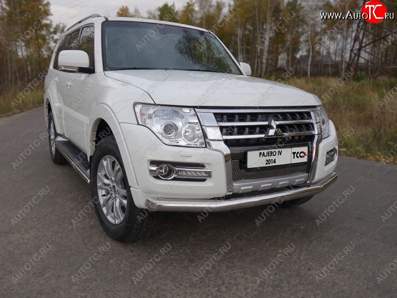 18 699 р. Защита переднего бампера нижняя 76,1 мм ТСС Тюнинг  Mitsubishi Pajero  4 V90 (2014-2020) 2-ой рестайлинг (нержавейка)  с доставкой в г. Тольятти