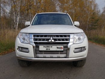 Защита переднего бампера нижняя овальная 75*42 мм ТСС Тюнинг Mitsubishi Pajero 4 V90 2-ой рестайлинг (2014-2020) ()