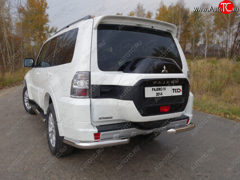 22 999 р. Защита задняя (уголки, нержавейка 76,1 мм) ТСС Тюнинг  Mitsubishi Pajero  4 V90 (2014-2020) 2-ой рестайлинг  с доставкой в г. Тольятти