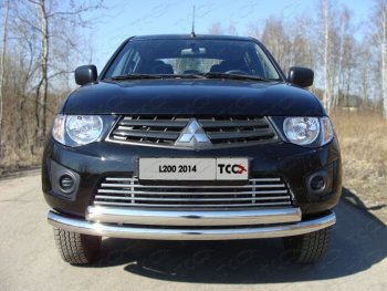 8 799 р. Декоративная вставка переднего бампера ТСС Тюнинг  Mitsubishi L200  4 (2013-2016)  рестайлинг (d 16 мм)  с доставкой в г. Тольятти. Увеличить фотографию 1