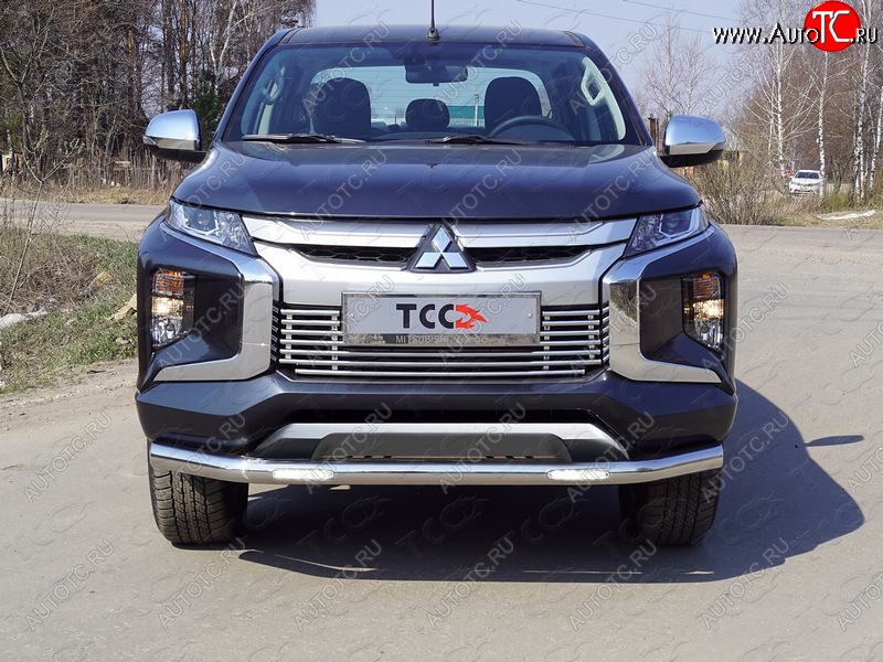 34 899 р. Защита переднего бампера нижняя с ДХО 76,1 мм ТСС Тюнинг Mitsubishi L200 5 KK,KL рестайлинг (2018-2022) (нержавейка)  с доставкой в г. Тольятти