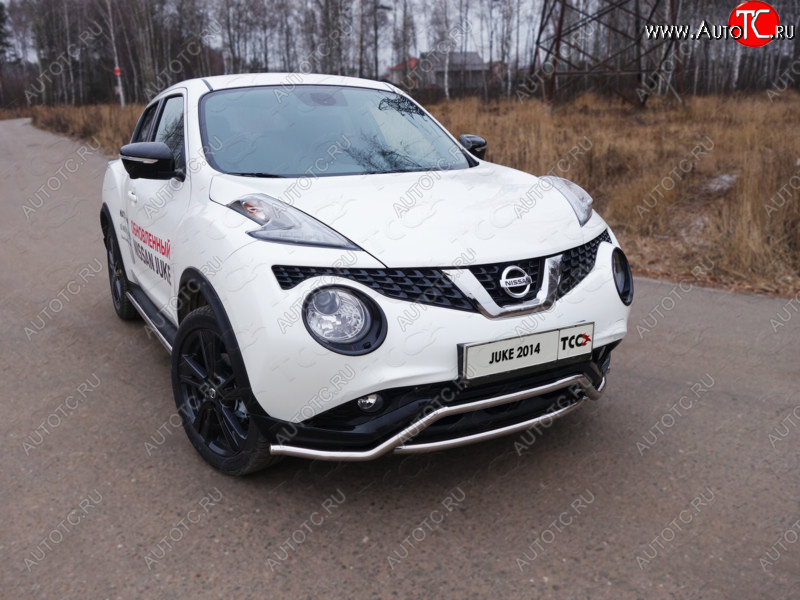 15 549 р. Защита переднего бампера кенгурин 42,4 мм ТСС Тюнинг Nissan Juke 1 YF15 рестайлинг (2014-2020) (нержавейка)  с доставкой в г. Тольятти