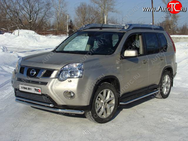 21 799 р. Защита переднего бампера нижняя d60,3*42,4 мм ТСС Тюнинг  Nissan X-trail  2 T31 (2010-2015) рестайлинг (нержавейка)  с доставкой в г. Тольятти