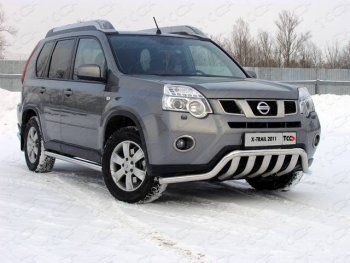 Защита переднего бампера нижняя 60,3*75 мм ТСС Тюнинг Nissan (Нисан) X-trail (Х-трейл)  2 T31 (2010-2015) 2 T31 рестайлинг  (нержавейка)