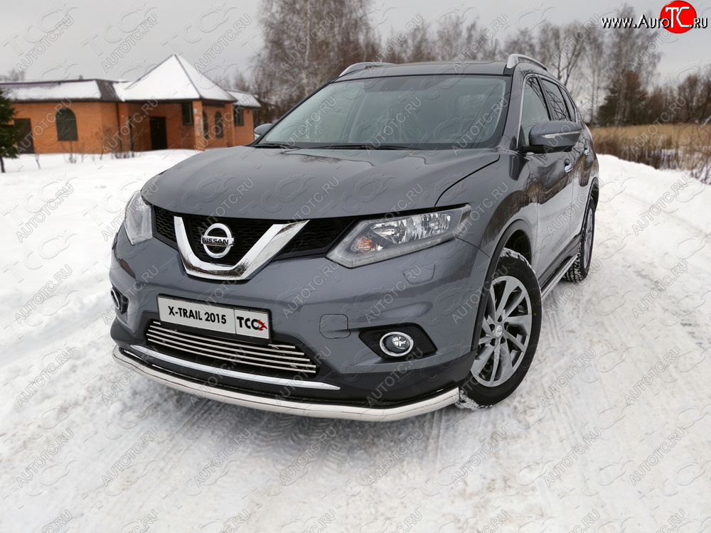 21 799 р. Защита передняя нижняя длинная 60,3 мм ТСС Тюнинг  Nissan X-trail  3 T32 (2013-2018) дорестайлинг (нержавейка)  с доставкой в г. Тольятти