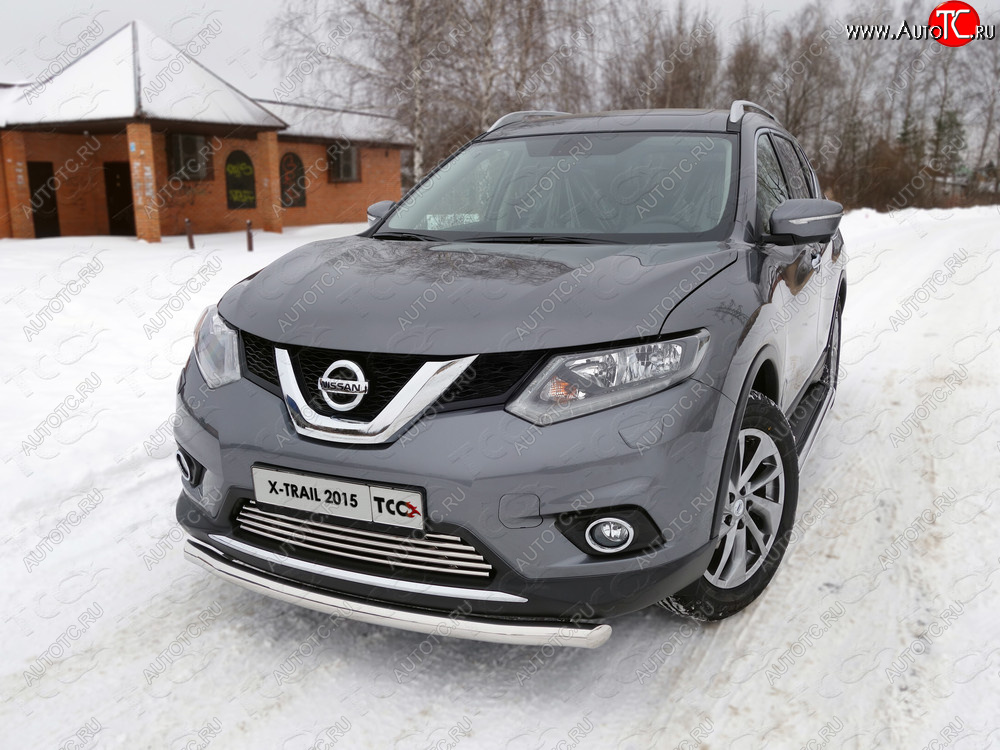 15 549 р. Защита передняя нижняя короткая 60,3 мм ТСС Тюнинг  Nissan X-trail  3 T32 (2013-2018) дорестайлинг (нержавейка)  с доставкой в г. Тольятти