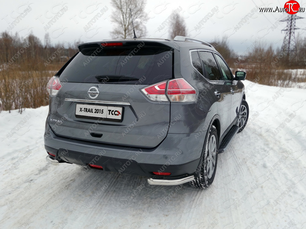 18 699 р. Защита заднего бампера (уголки, d60,3 мм) TCC Nissan X-trail 3 T32 дорестайлинг (2013-2018)  с доставкой в г. Тольятти