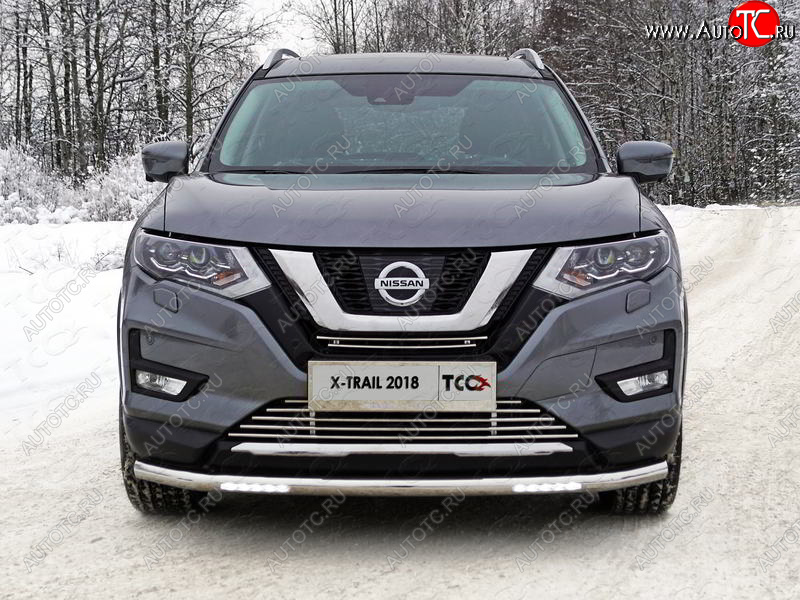 42 999 р. Защита переднего бампера нижняя с ДХО 60,3 мм ТСС Тюнинг Nissan X-trail 3 T32 рестайлинг (2017-2022) (нержавейка)  с доставкой в г. Тольятти