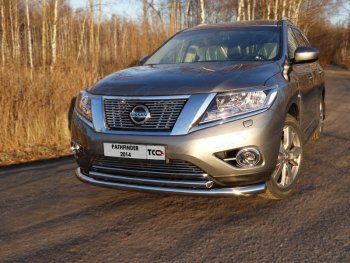  Защита передняя нижняя двойная 76,1*50,8 мм Тюнинг Nissan Pathfinder R52 дорестайлинг (2012-2017) ()