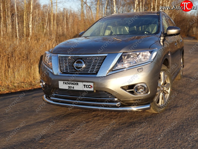 29 449 р.  Защита передняя нижняя двойная 76,1*50,8 мм Тюнинг Nissan Pathfinder R52 дорестайлинг (2012-2017) (нержавейка)  с доставкой в г. Тольятти