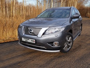 Защита переднего бампера нижняя d76,1 мм ТСС Тюнинг Nissan (Нисан) Pathfinder (Патфайндер)  R52 (2012-2017) R52 дорестайлинг  (нержавейка)