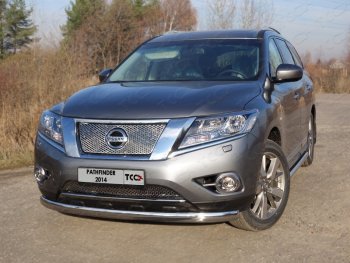 Защита переднего бампера нижняя овальная 75х42 мм ТСС Тюнинг Nissan Pathfinder R52 дорестайлинг (2012-2017) ()