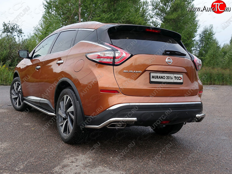 15 549 р. Защита заднего бампера (уголки, d42,4 мм) TCC Nissan Murano 3 Z52 дорестайлинг (2015-2022)  с доставкой в г. Тольятти