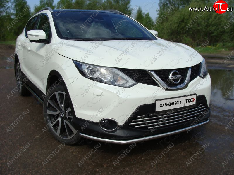 15 549 р. Защита переднего бампера нижняя 42,4 мм ТСС Тюнинг  Nissan Qashqai  2 (2013-2019) J11 дорестайлинг (нержавейка)  с доставкой в г. Тольятти