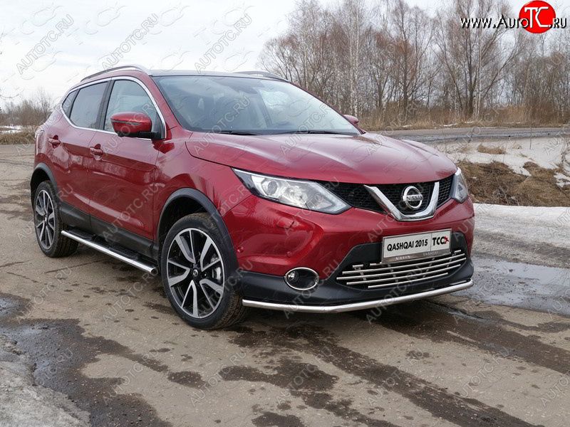 15 999 р. Защита переднего бампера нижняя 42,4 мм ТСС Тюнинг Nissan Qashqai 2 J11 дорестайлинг (2013-2019) (нержавейка)  с доставкой в г. Тольятти