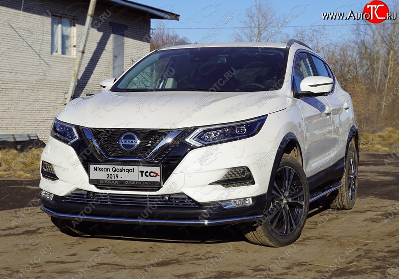 18 399 р. Защита переднего бампера нижняя 42,4 мм ТСС Тюнинг  Nissan Qashqai  2 (2017-2022) J11 рестайлинг (нержавейка)  с доставкой в г. Тольятти