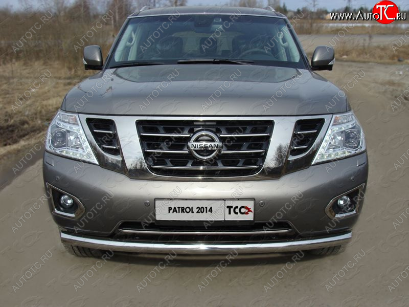 30 999 р. Защита переднего бампера нижняя 76,1 мм ТСС тюнинг  Nissan Patrol  6 (2014-2017) Y62 рестайлинг (нержавейка)  с доставкой в г. Тольятти