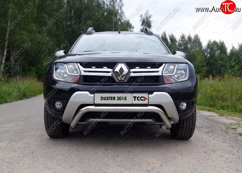 15 999 р. Защита переднего бампера кенгурин 60,3 мм ТСС Тюнинг Renault Duster HS рестайлинг (2015-2021) (нержавейка)  с доставкой в г. Тольятти