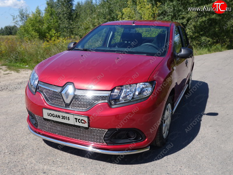 10 799 р. Защита переднего бампера нижняя d42,4 мм ТСС Тюнинг  Renault Logan  2 (2014-2018) дорестайлинг (нержавейка)  с доставкой в г. Тольятти