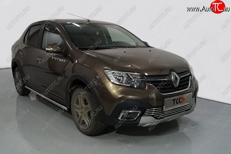 20 749 р. Защита порогов труба d42,4 мм ТСС Тюнинг  Renault Logan Stepway (2018-2024) (серые)  с доставкой в г. Тольятти