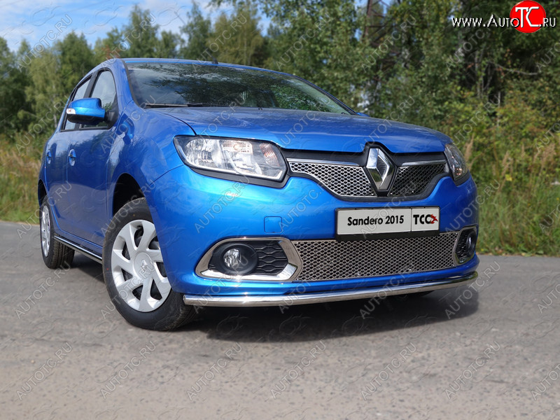 10 799 р. Защита переднего бампера нижняя d42,4 мм ТСС Тюнинг  Renault Sandero  (B8) (2014-2018) дорестайлинг (нержавейка)  с доставкой в г. Тольятти