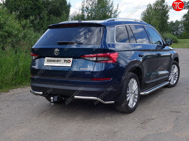 13 249 р. Защита заднего бампера (уголки, d42,4 мм) TCC Skoda Kodiaq NU7 дорестайлинг (2017-2021)  с доставкой в г. Тольятти