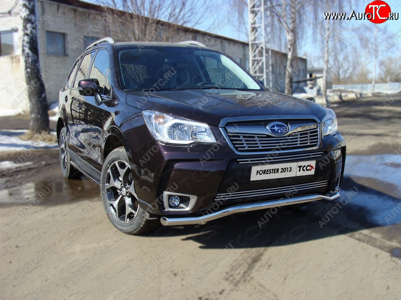 21 799 р. Защита переднего бампера нижняя d60,3 мм ТСС Тюнинг  Subaru Forester  SJ (2012-2016) дорестайлинг (нержавейка)  с доставкой в г. Тольятти