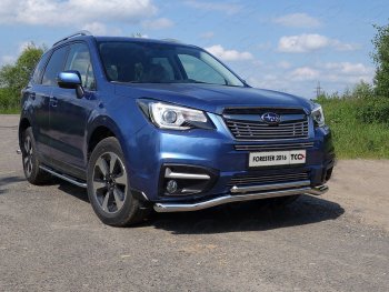 Защита переднего бампера нижняя двойная 60,3*42,4 мм ТСС Тюнинг Subaru Forester SJ рестайлинг (2016-2019)  (нержавейка)