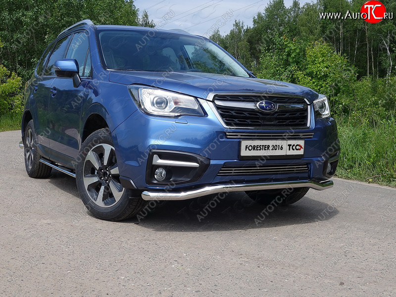 21 799 р. Защита переднего бампера нижняя d60,3 мм ТСС Тюнинг  Subaru Forester  SJ (2016-2019) рестайлинг (нрежавейка)  с доставкой в г. Тольятти